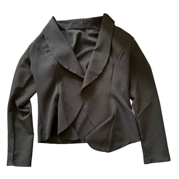 Drape Open Front Blazer Jacket Black Size Small - Picture 2 of 7